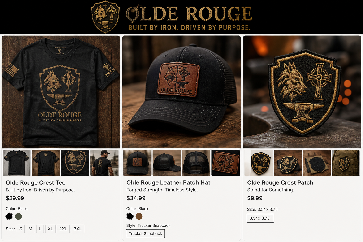 Olde Rouge test product mockup - forge crest patch