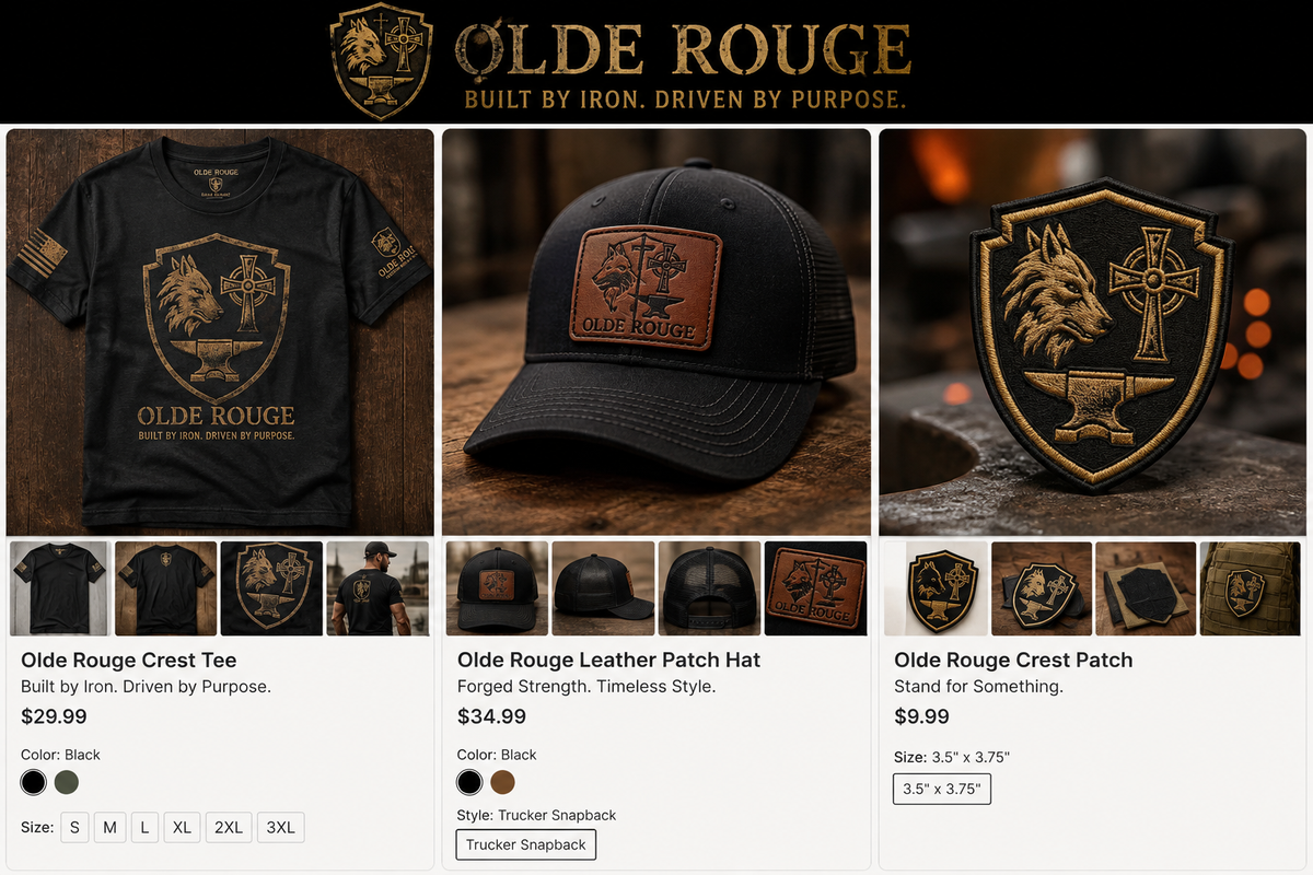 Olde Rouge test product mockup - crest tee